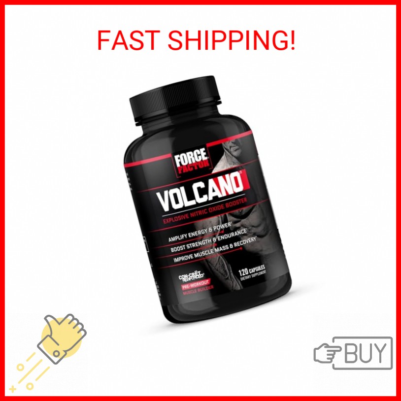Force Factor Volcano Pre Workout Nitric Oxide Booster Supplement for Men with Cr