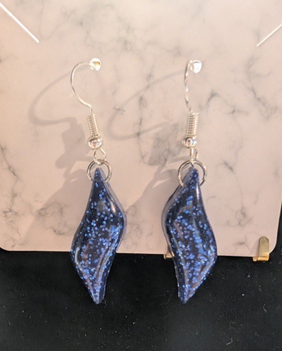 Handmade Sparkly Blue Resin Earrings