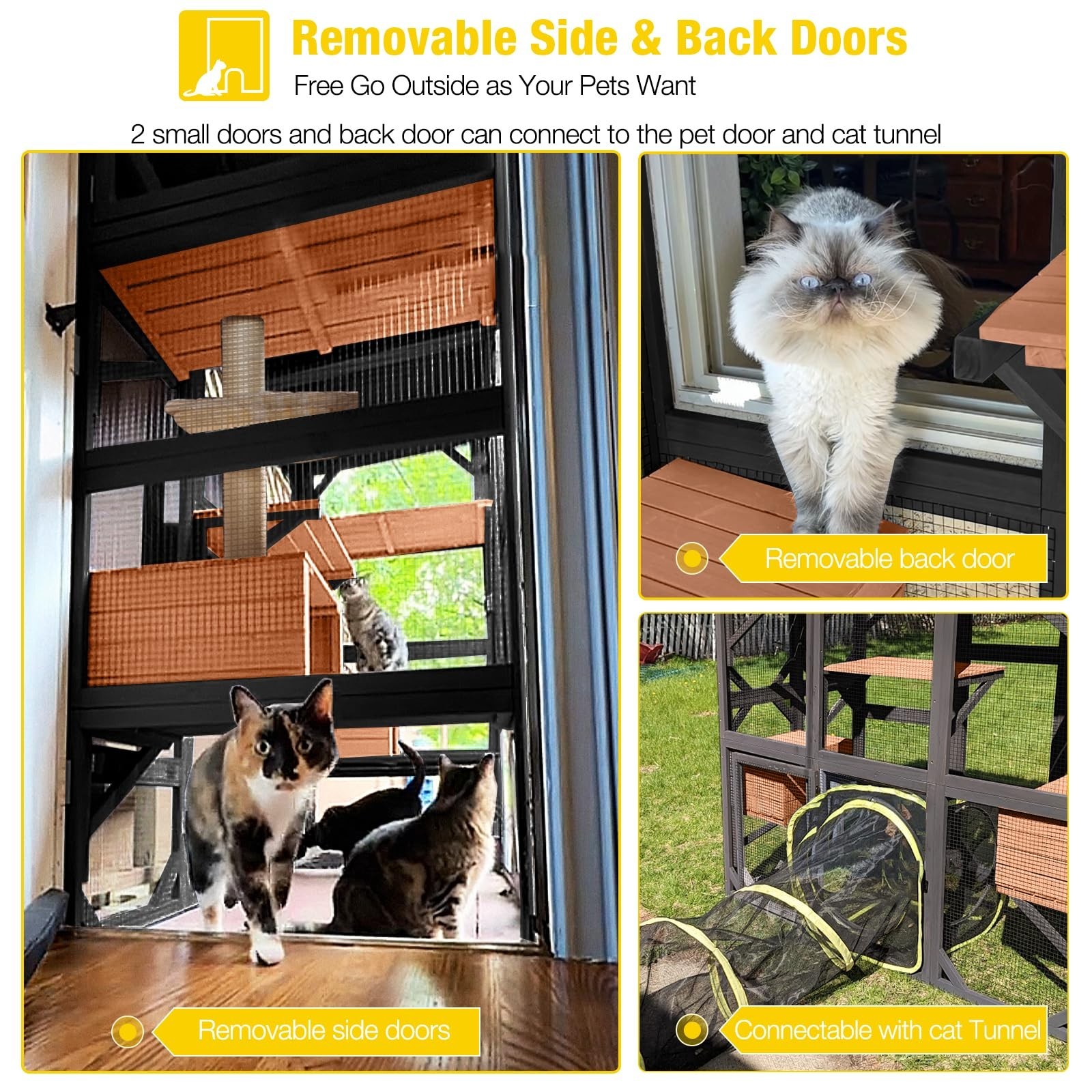 Catio Outdoor Cat Enclosure with Scratch Post, Hammock, Large Window Cat House