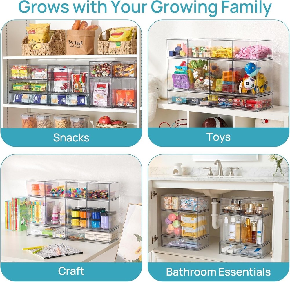 Stackable Storage Drawers with Non-Slip Design - Organize Any Space Effortlessly