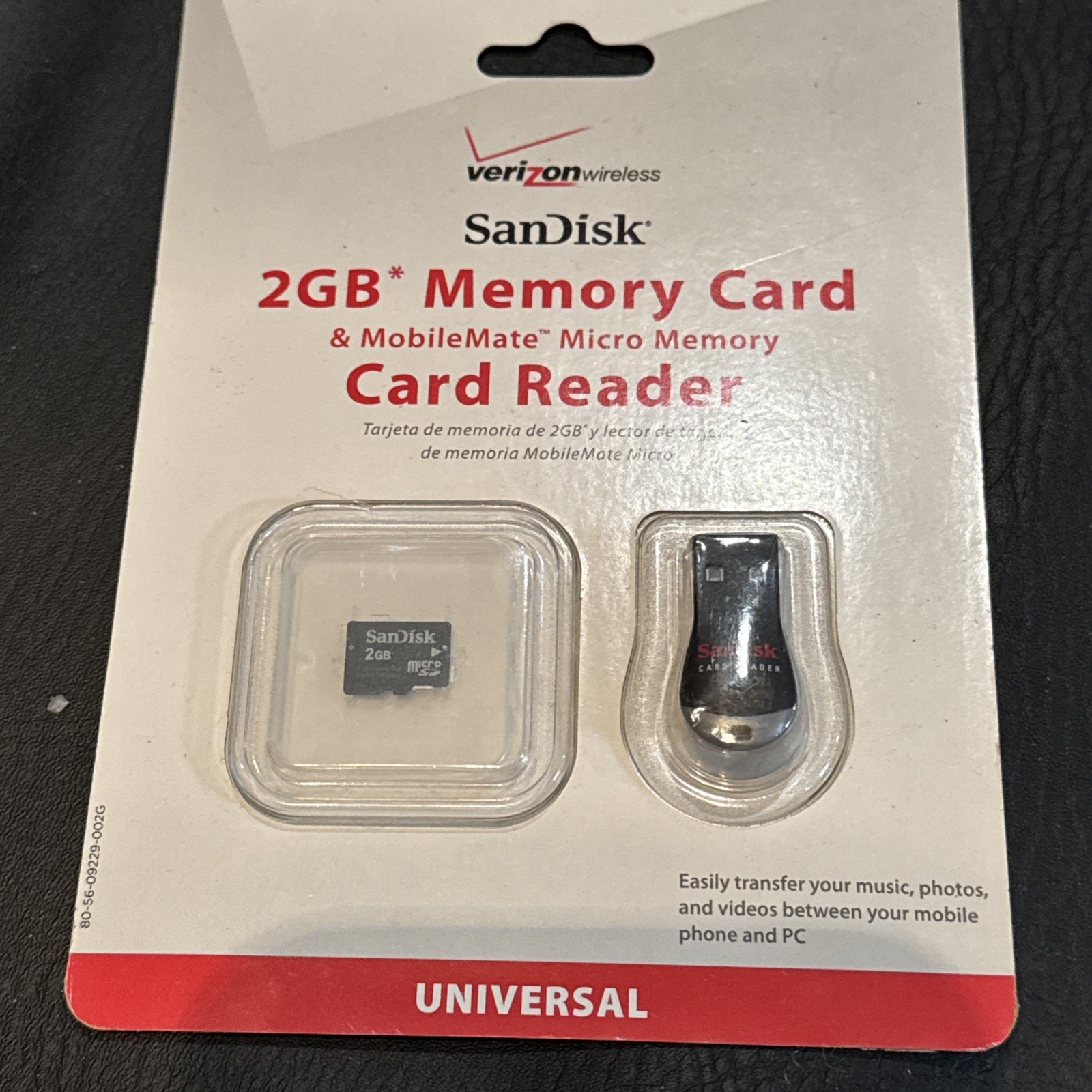 Verizon SanDisk 2GB Memory Card & MobileMate Micro Memory Card Reader NEW
