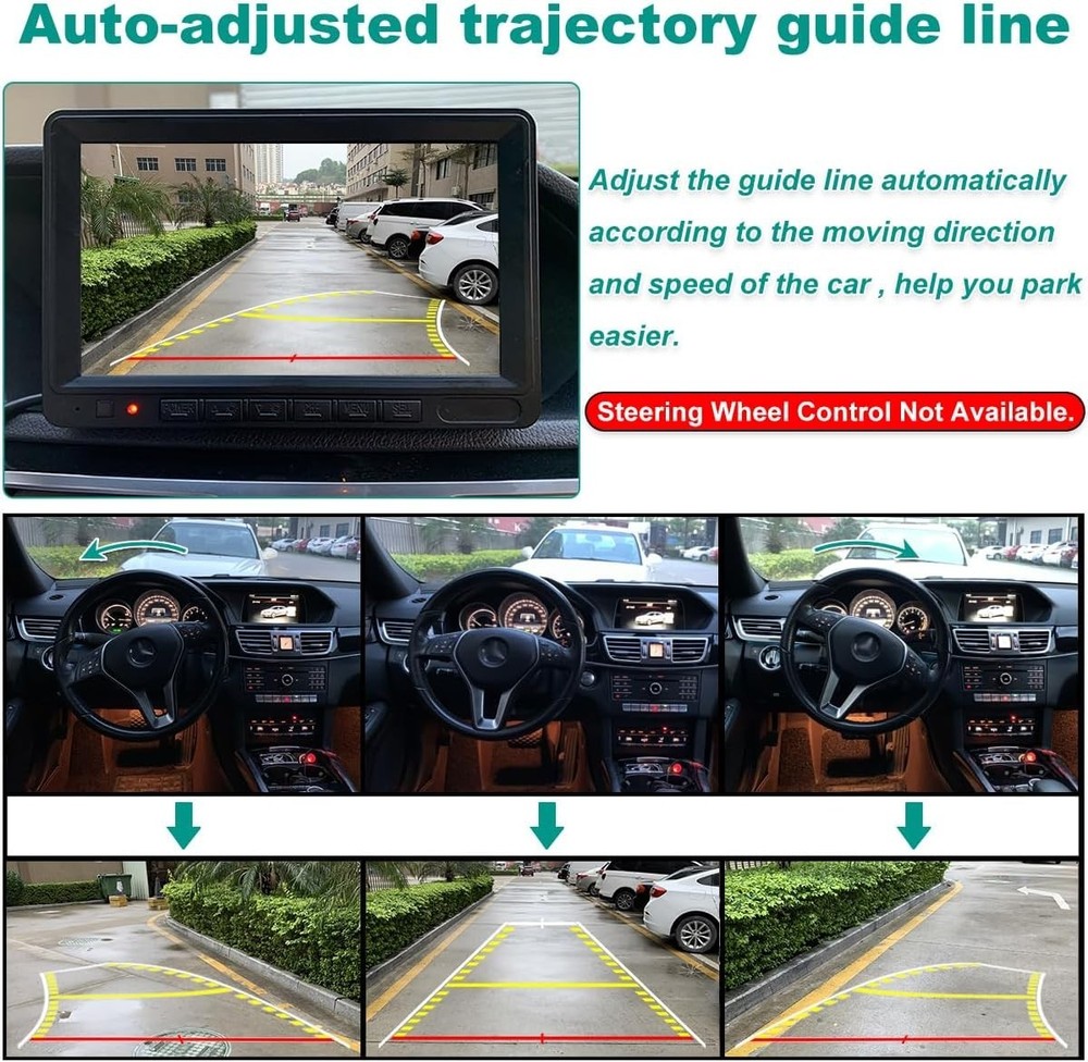 Versatile Waterproof Reverse Backup Camera with Adjustable Angle & Dynamic Line
