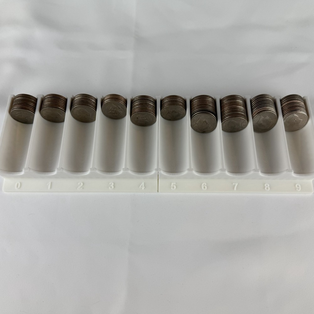 Half Dollar Sorting Tray 10 Coin Roll Holder White with Denomination