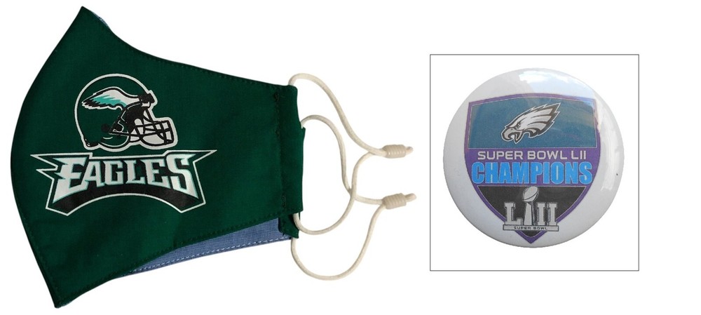 Philadelphia Eagles   Adjustable - Face Mask & Superbowl Gift Button