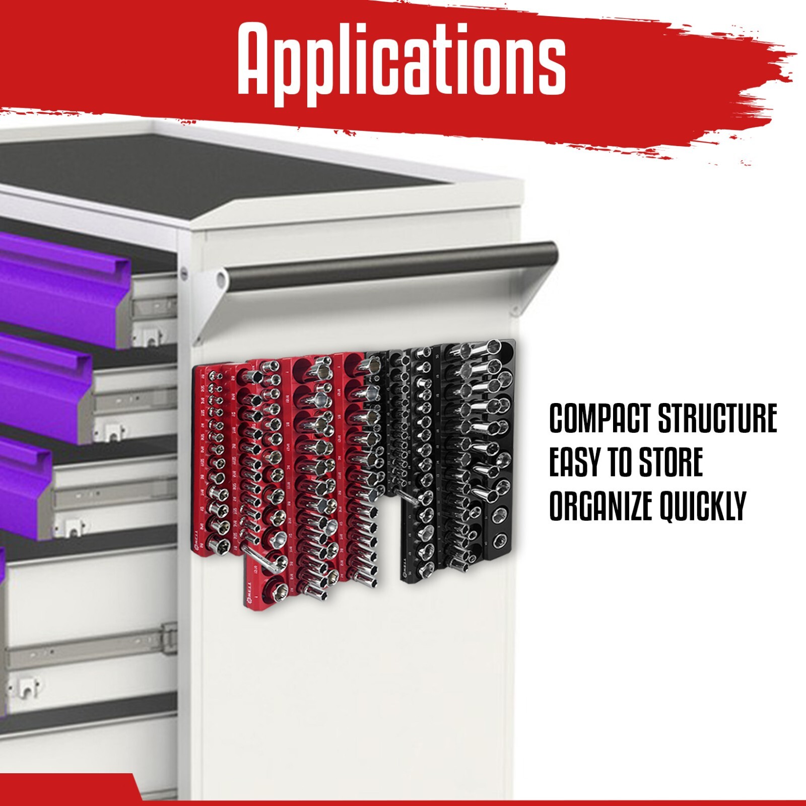 6-Piece Socket Holder Set, Magnetic Socket Organizer Set