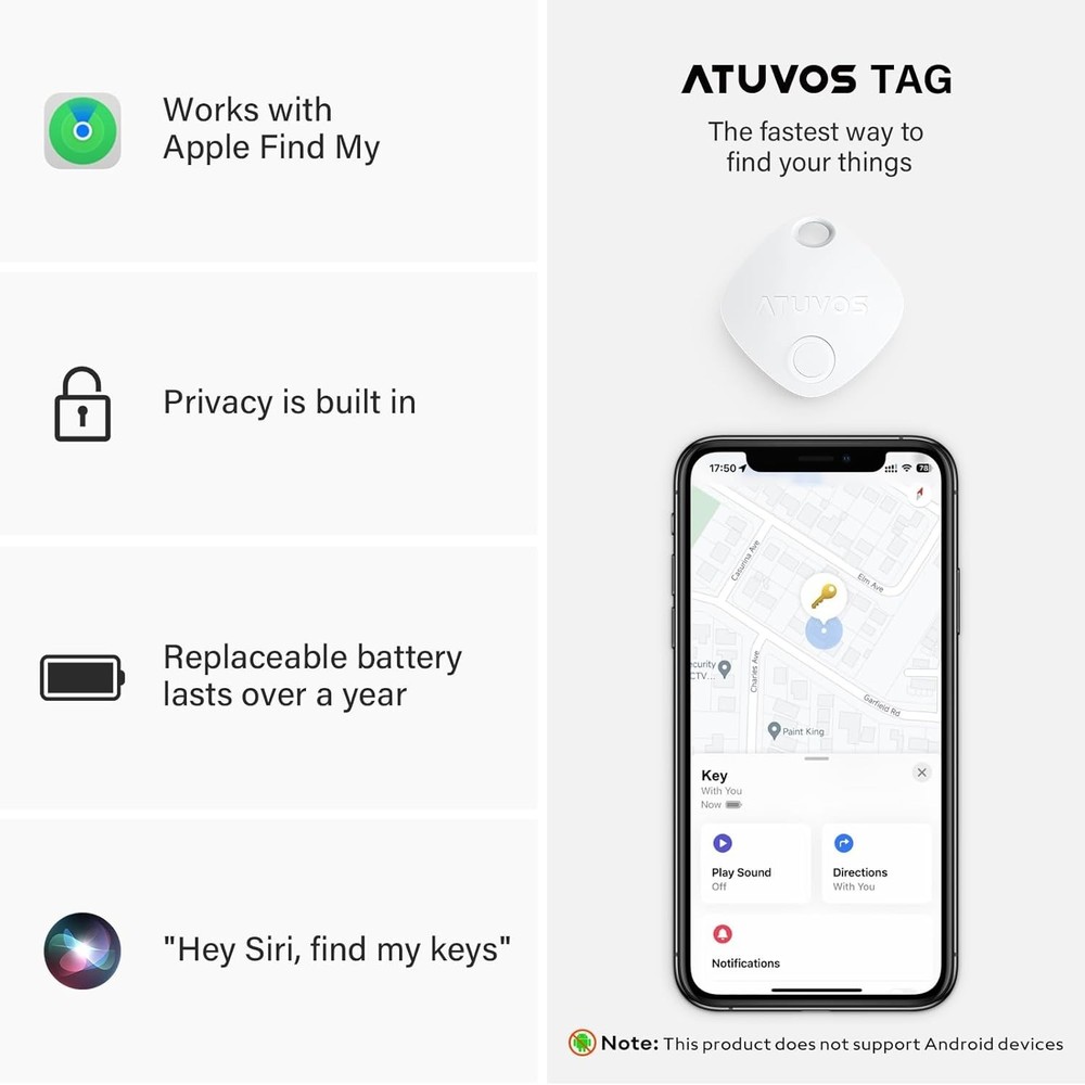 ATUVOS Air Tracker Tags 4 Pack Bluetooth Luggage Tracker Apple Find NIB