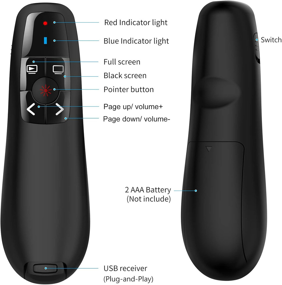 Wireless Powerpoint Remote Presentation Clicker: Presenter Pointer for Classroom