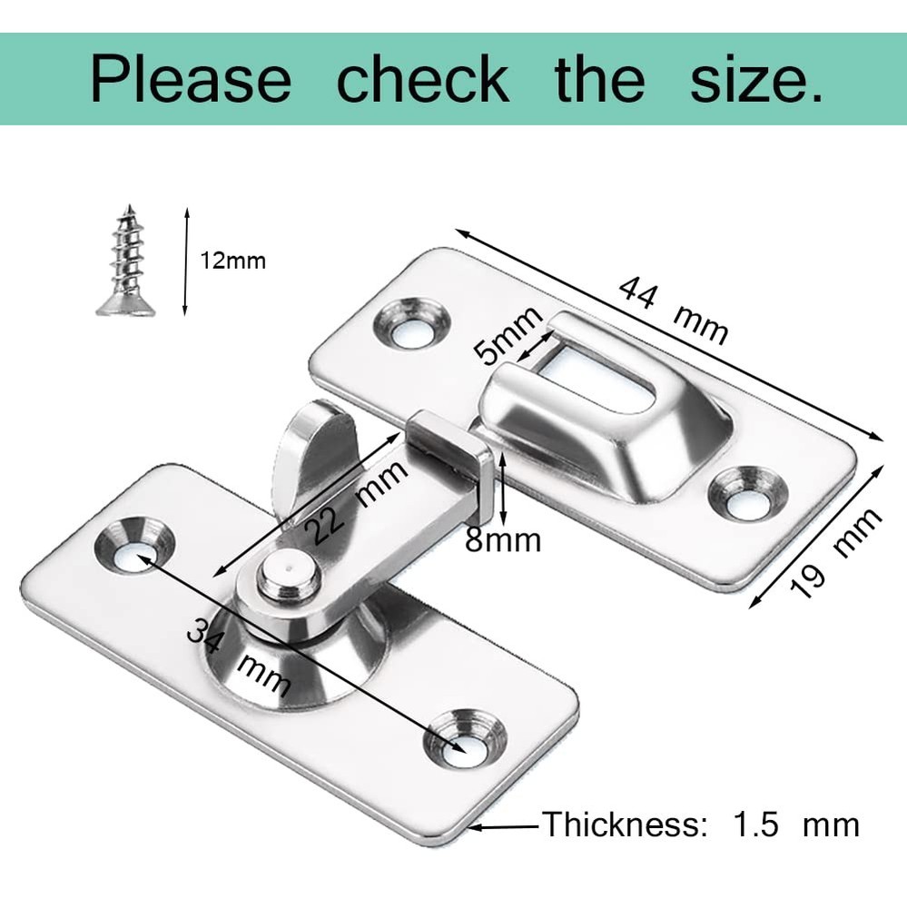 MINI Size 90 Degree Door Latch Sliding Screen Barn Mini, Silver
