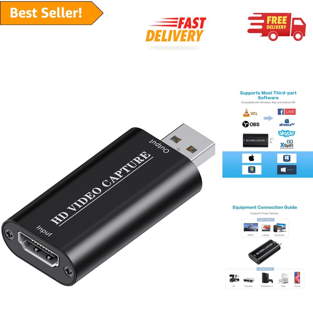 Versatile 4K HDMI Capture Device with 1080p Output for Educators & Streamers