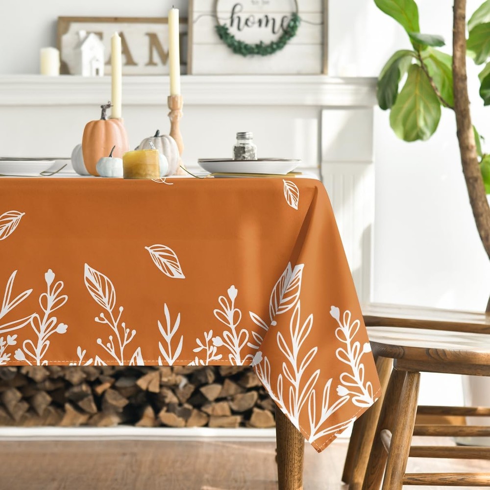 Horaldaily Fall Tablecloth 60x104 Inch 60" x 104" (Rectangular), Orange