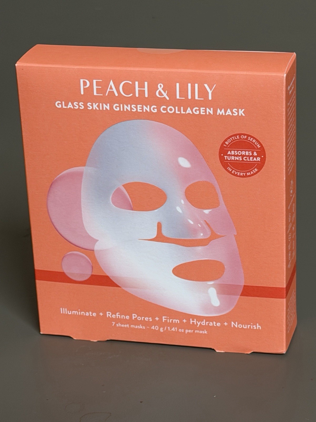 PEACH & LILY Glass Skin Ginseng Collagen Mask Plump Hydrate (Box of 7 Masks) NEW
