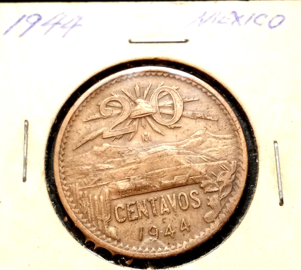 Mexico 1944 20 Centavos FULL RED