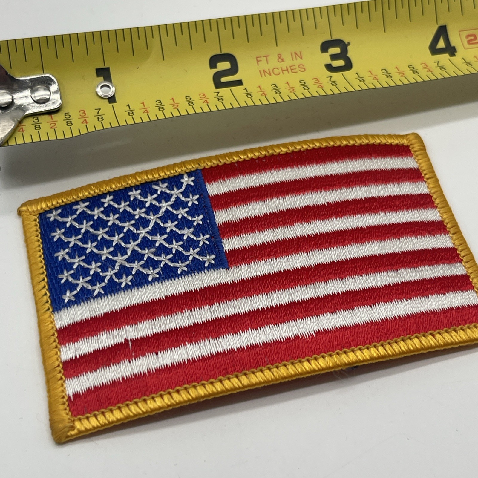 U.S. Military Army American Flag Shoulder Patch Yellow Boarder Iron/Sew On 3.5”