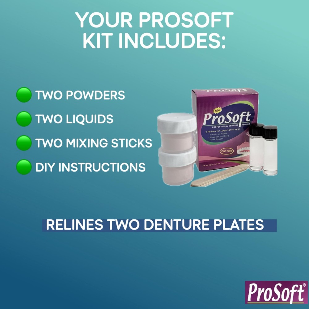 ProSoft Denture Reliner-Relines 2 Denture Plates