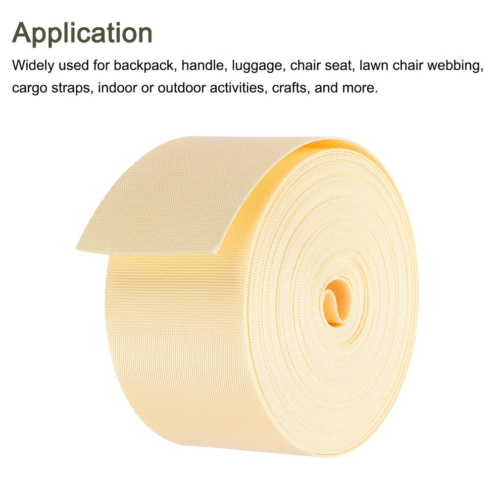 Flat Nylon Webbing Strap 2 Inch 10 Yards Beige for Backpack