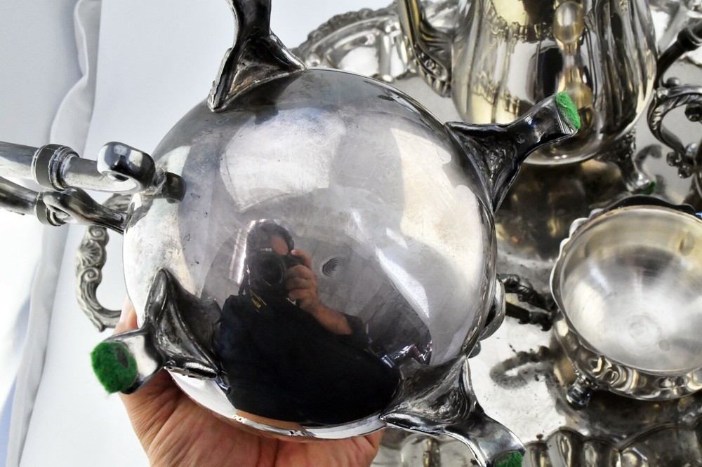 Silver Plate Complete 6pc. Floral Coffee and Tea Set