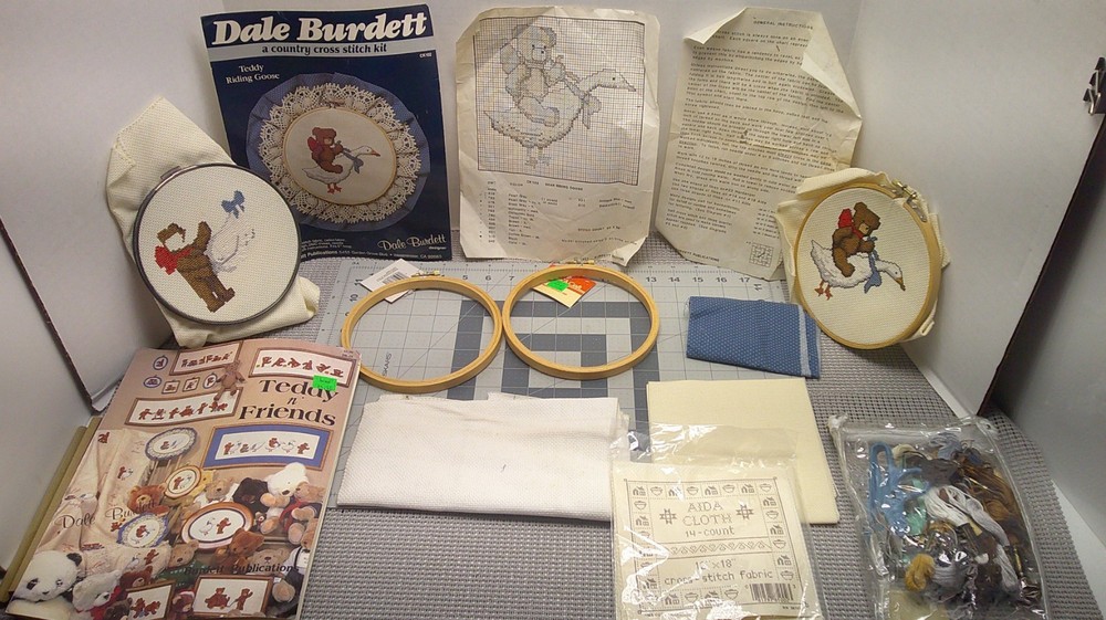 Cross Stitch Multi Item Lot Rings Open Kit Thread Medium Approx. 6"