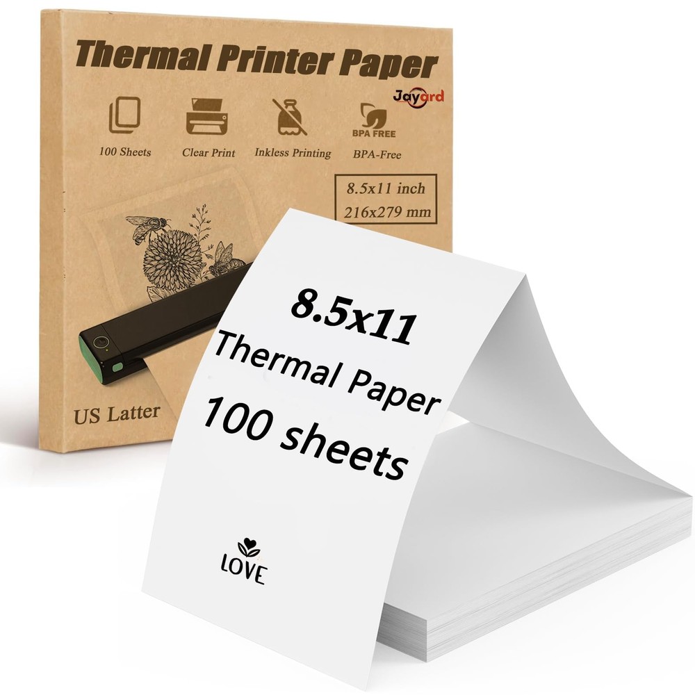 Thermal Printer Paper 8.5 X 11, 100 Sheets Folding 100 Sheets, white