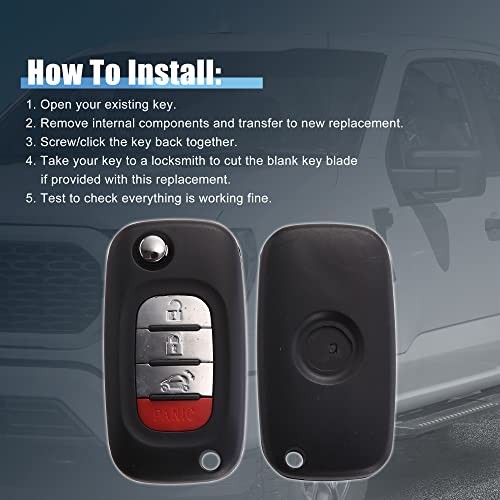 CWTWB1G767 Car Key Fob Shell 4 Button Remote Control Key Case Shell Keyless