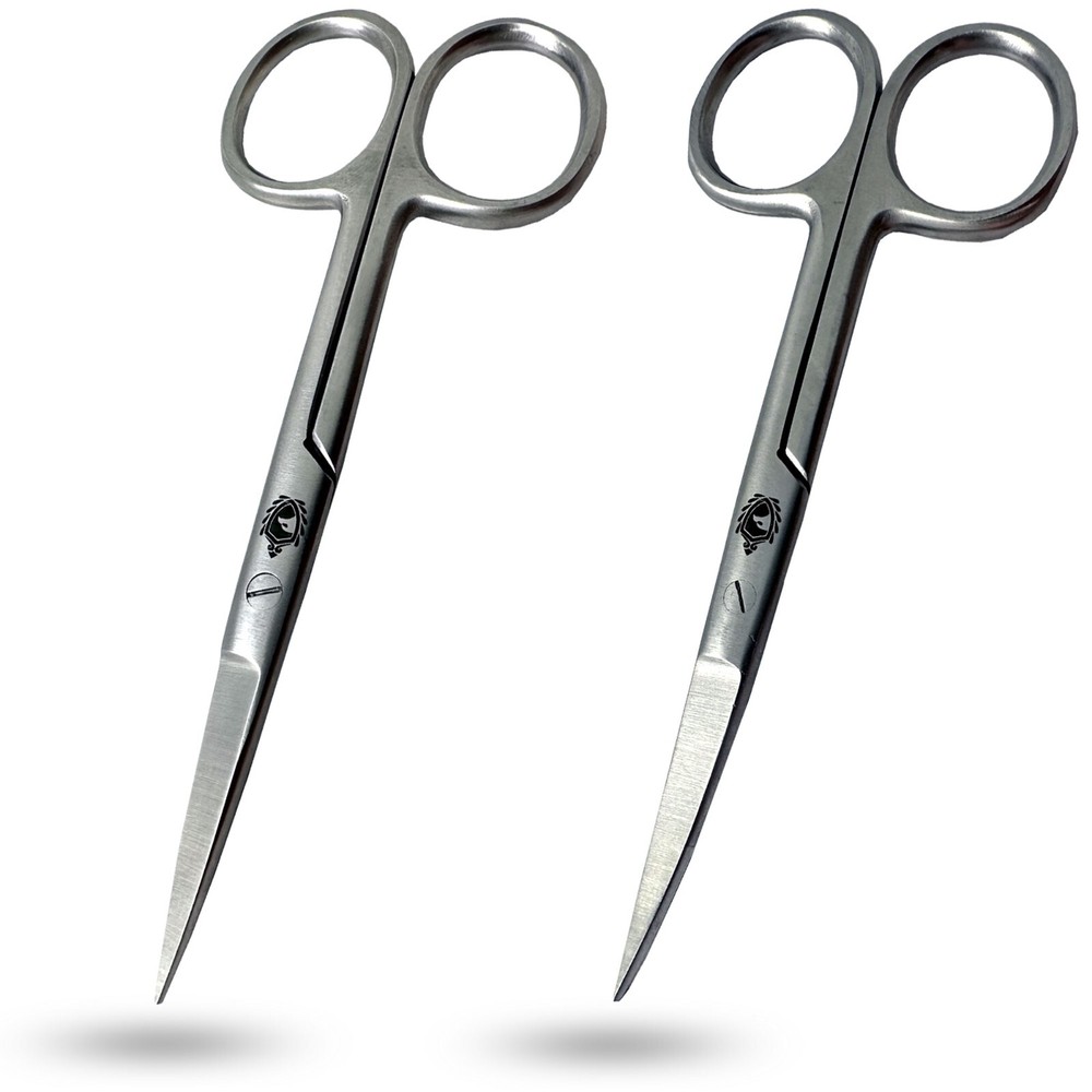 2 MULTIPURPOSE GROOMING SCISSORS FOR EYEBROWS NAILS HAIR BEARD CUTICLES THREAD
