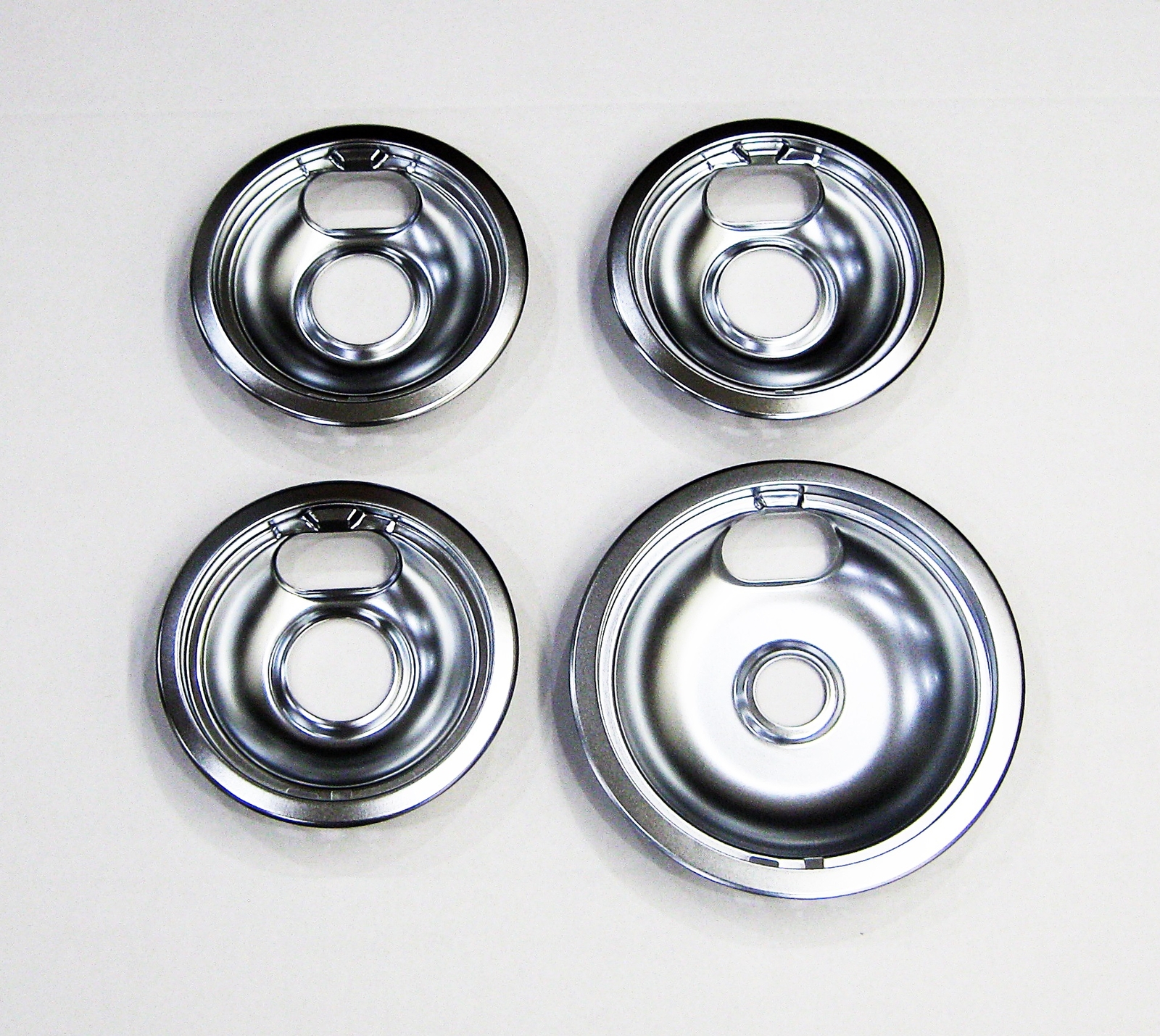 Range Burner Drip Bowl Set for Whirlpool 3 of W10196406 1 of W10196405 Chrome
