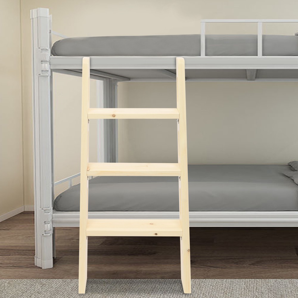 Modern Solid Wood Bed Ladder Space-Saving Step Ladder 3 Steps Long Climb Ladder