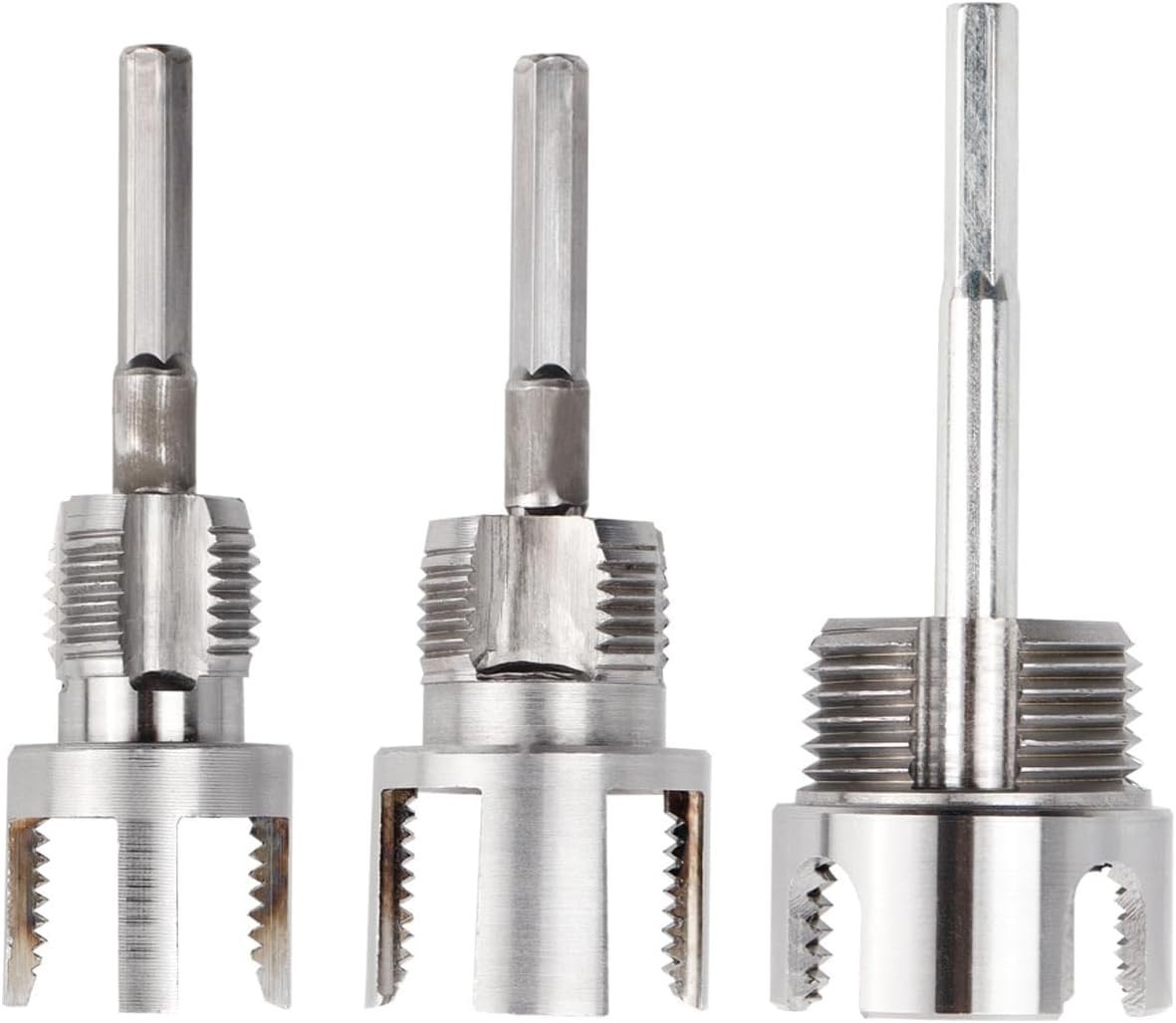 3Pcs PVC Pipe Threader Kit 1/2" 3/4" 1" NPT, Integrated Internal & External Pipe