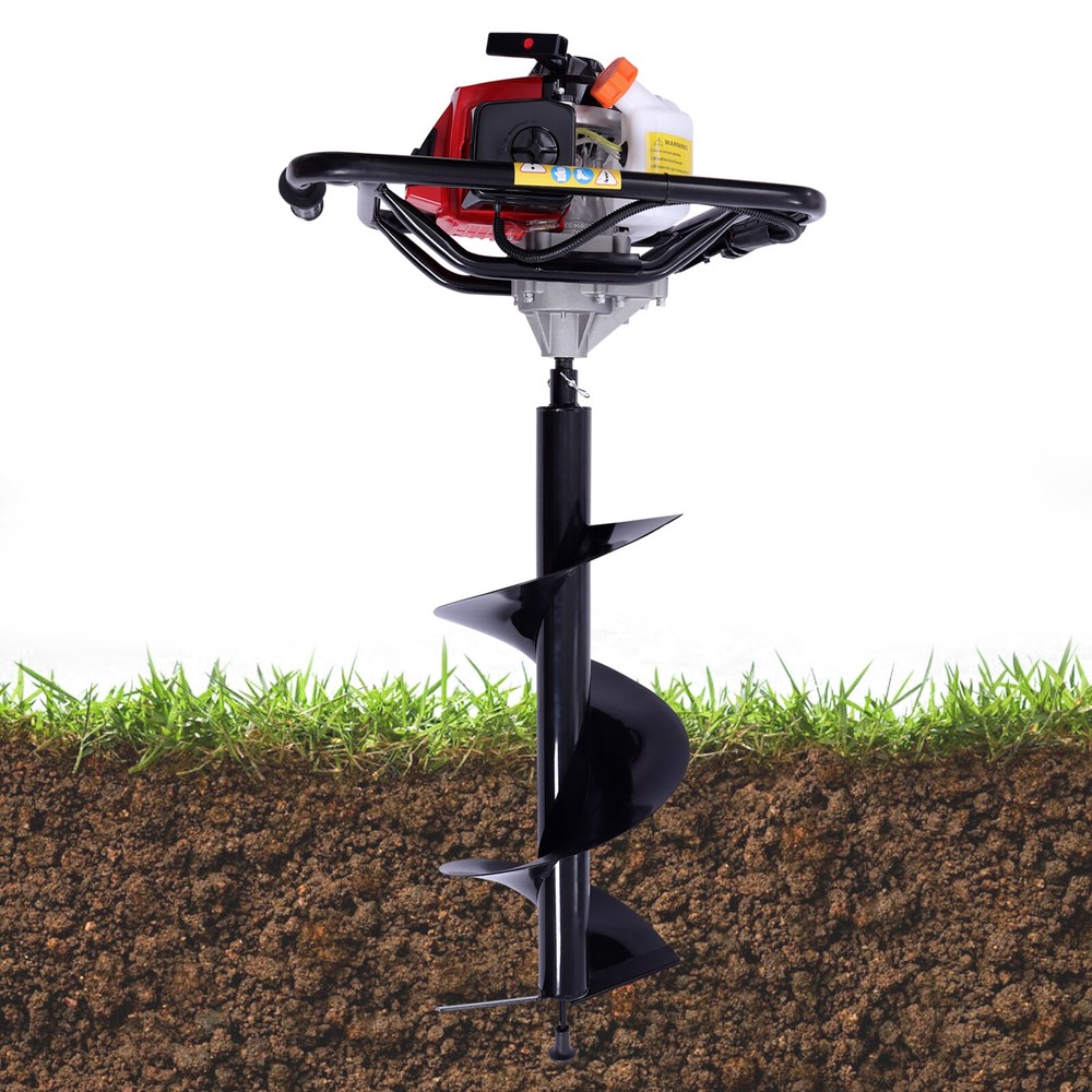 Gas Post Hole Digger 63CC Earth 3HP 2-Stroke Drilling Machine with Drill Bit