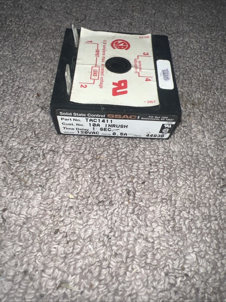 SSAC Solid State Timer, One Second, TAC1411, 10A, 120VAC, 0.5A