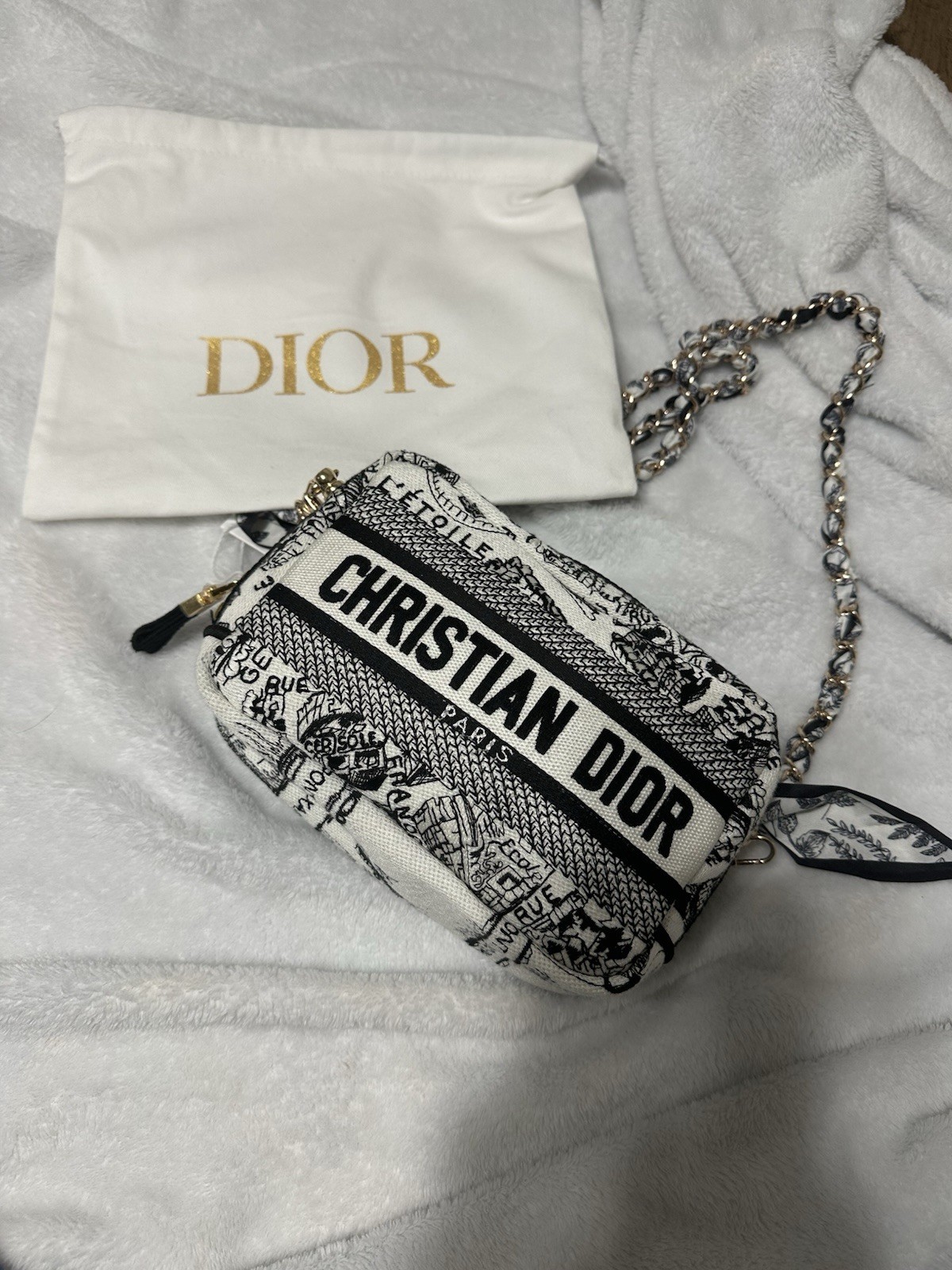 NWT Christian Dior Plan De Paris Canvas Embroidered Cosmetic Bag VIP GWP- BOX