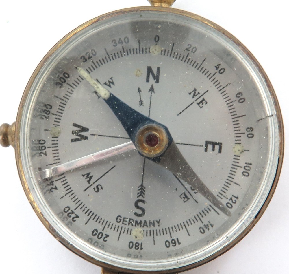 Vintage German Made Largish Hand Held Compass.
