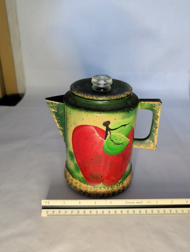Vintage Hand-Painted Apple Coffee Percolator