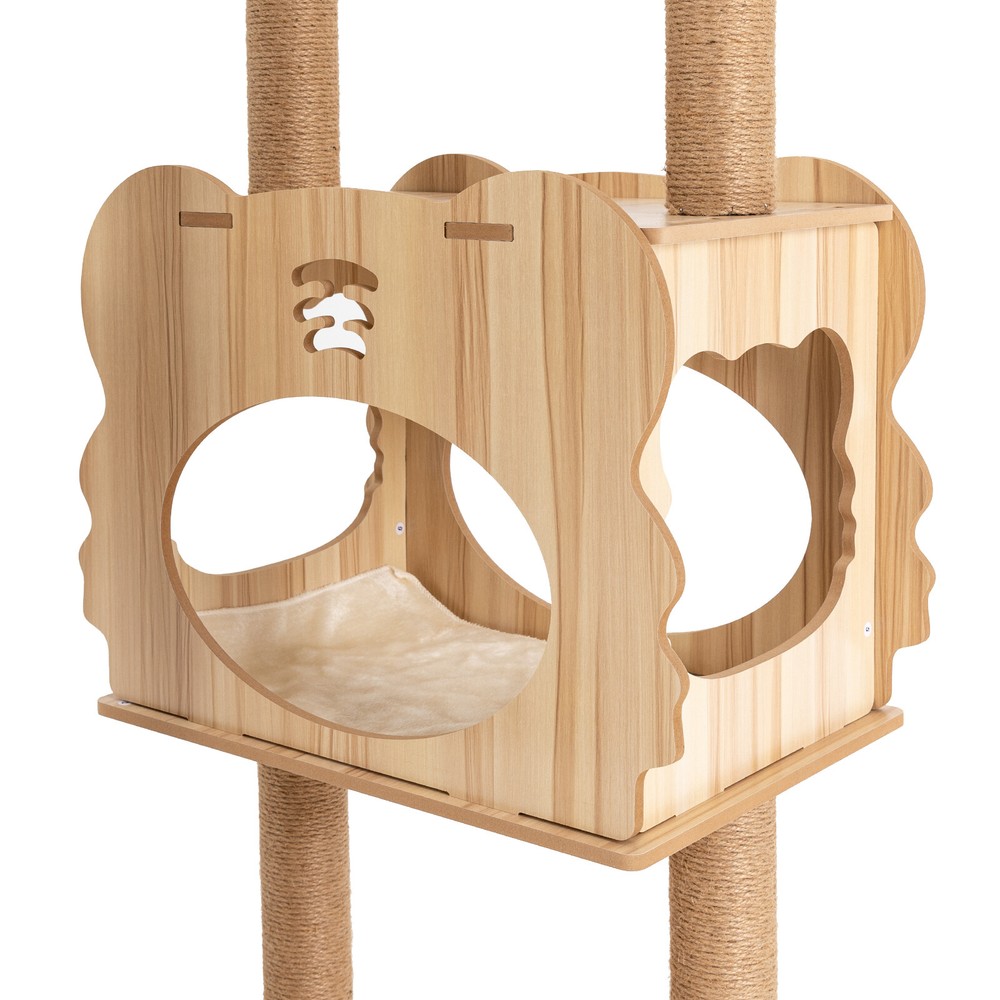 Cat Tree Tower Tall Scratching Post Activity Centre with Den Beige Large 137cm