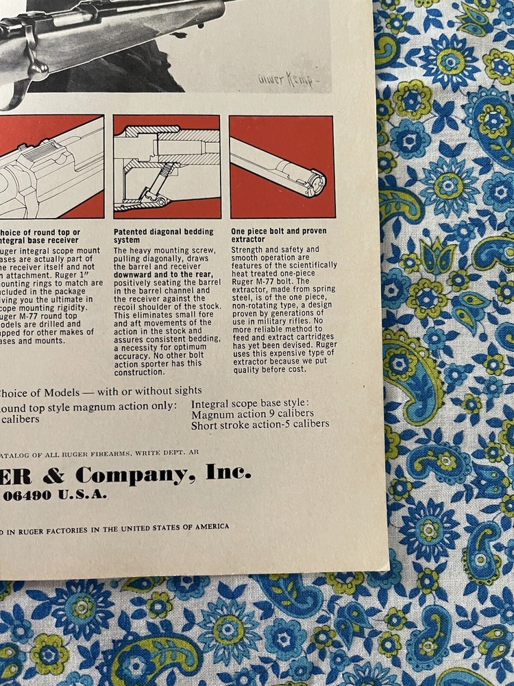 Vintage 1976 Ruger Model 77 Print Ad Ruger M-77