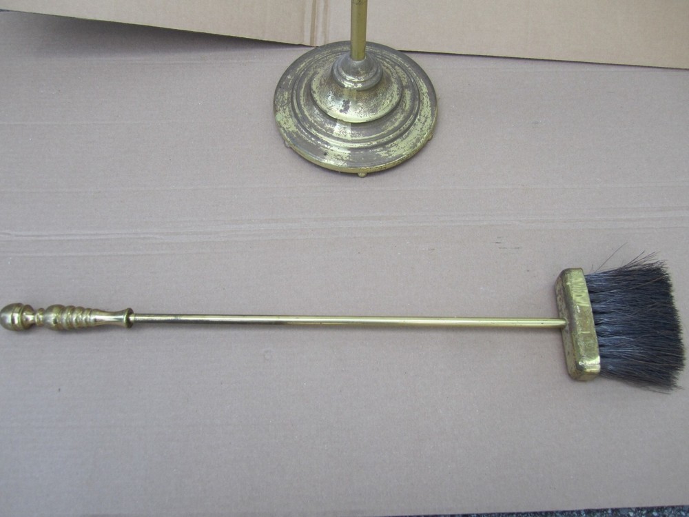 Vintage 5 Piece Solid Brass Fireplace Tool Set 30"