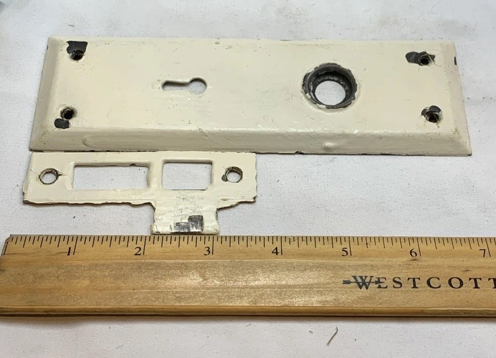 Skillman Antique Mortise Interior Door Lock W/Back Plates Spindle Knobs Screws