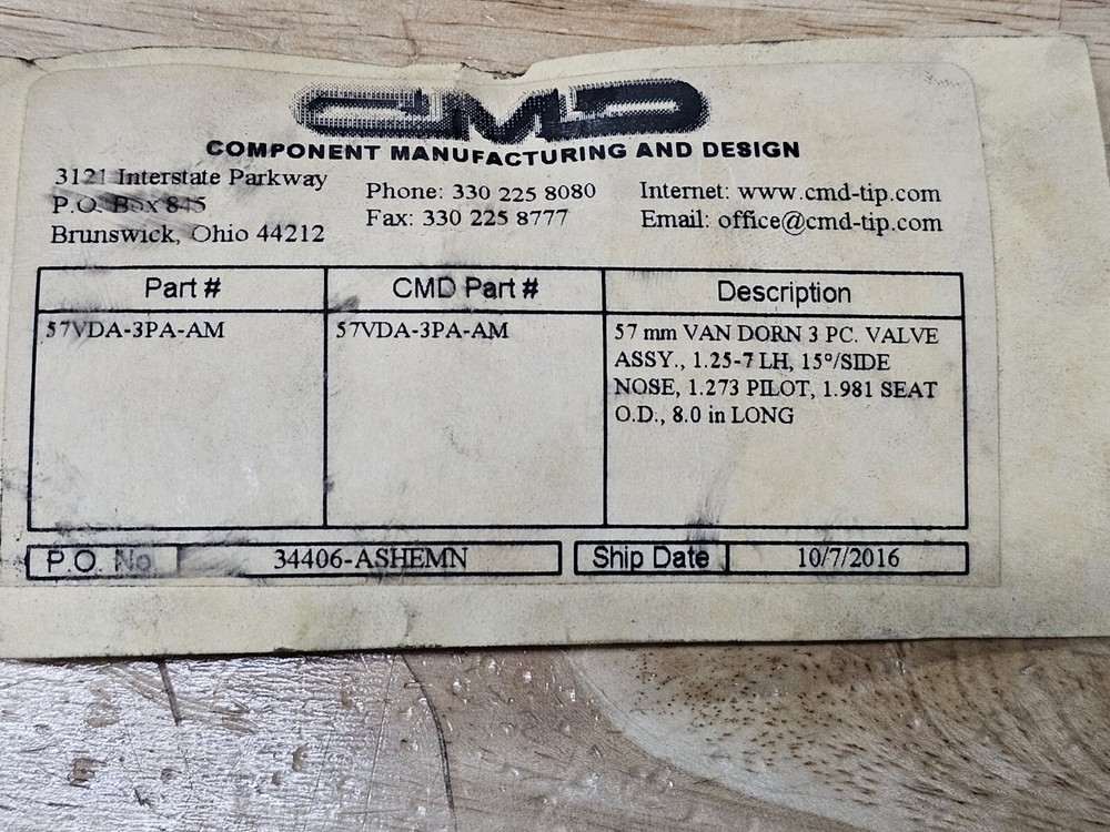 Van Dorn 57MM Screw Tip Assembly New
