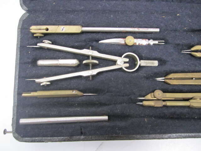 Vtg Antique Präcision Precision Drafting Technical Drawing Tool Set Lot & Case