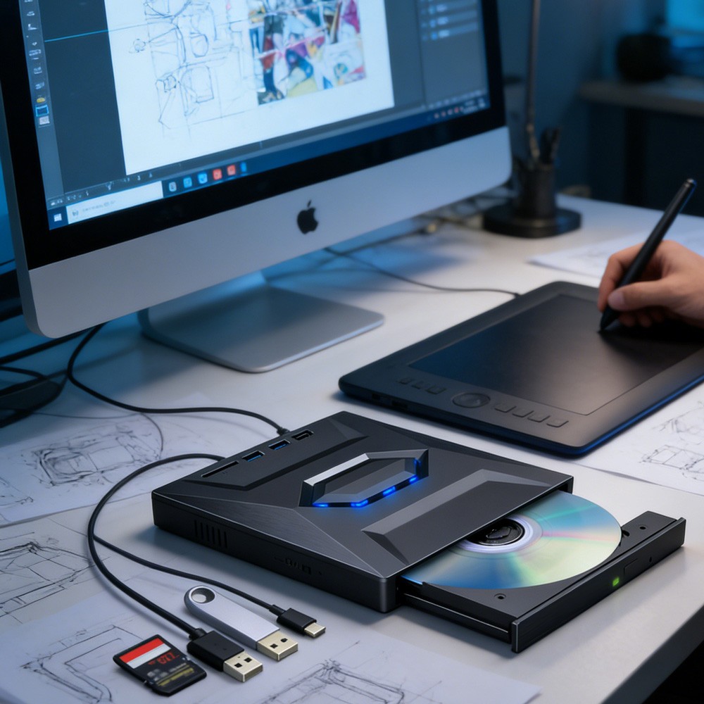 7 in 1 External CD DVD Drive USB 3.0 Writer Burner Player for PC Laptop Windows