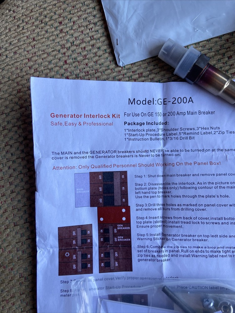 200A Generator Interlock Kit For 200 Amp Panel & Murray 200 Amp Panels