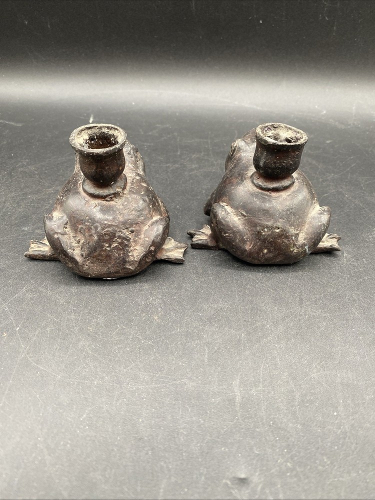 VTG Bronze Frog Candleholders