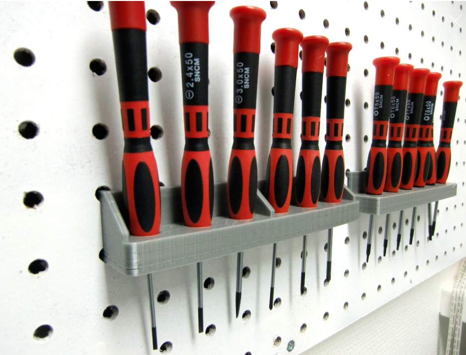 Pegboard Screwdriver Holder Tool Utility Hooks 2 Pieces 3D Printed