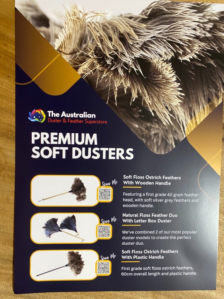 2 soft white ostrich feather dusters each 20grm feathers - first grade