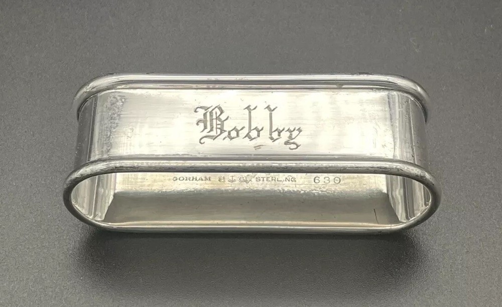 Gorham Sterling Silver Napkin Ring Name Engraved “Bobby” # 630