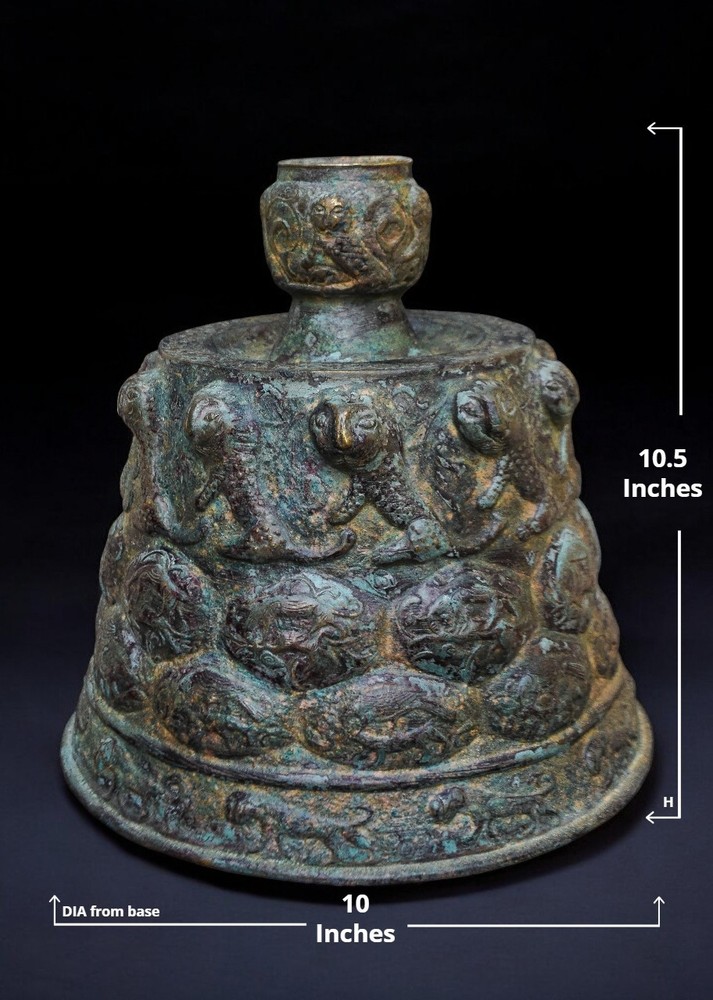 Islamic Mamluk Candlestick Base, Embossed and Engraved Bronze, Middle Eastern