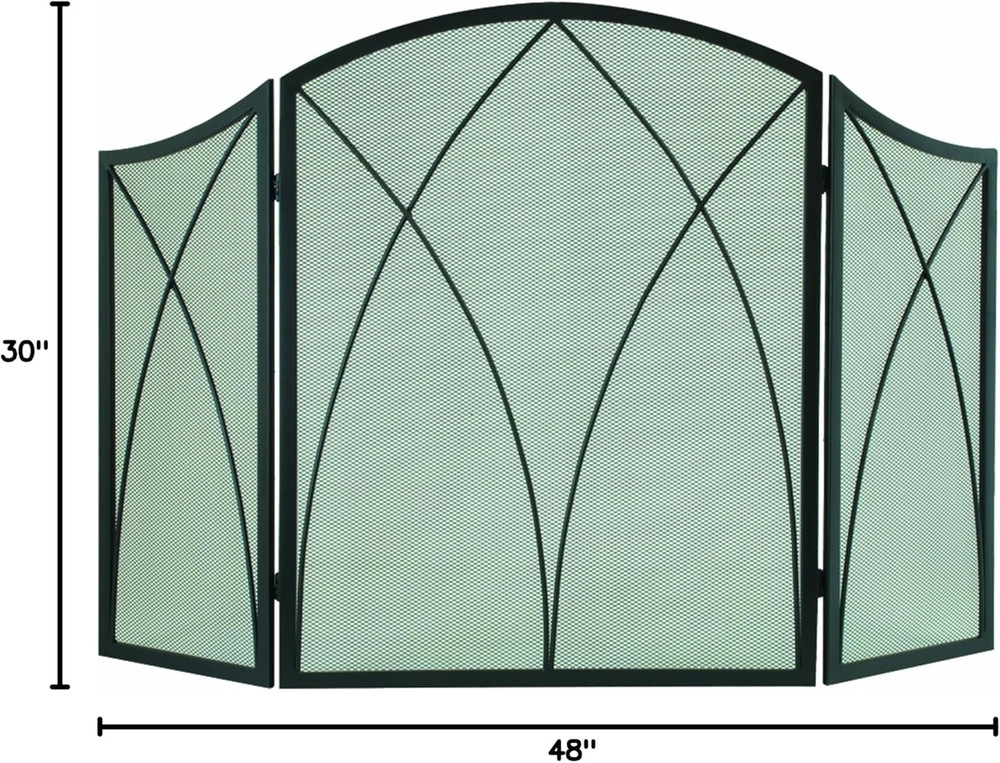 Arched 3-Panel Victorian Gothic Fireplace Screen