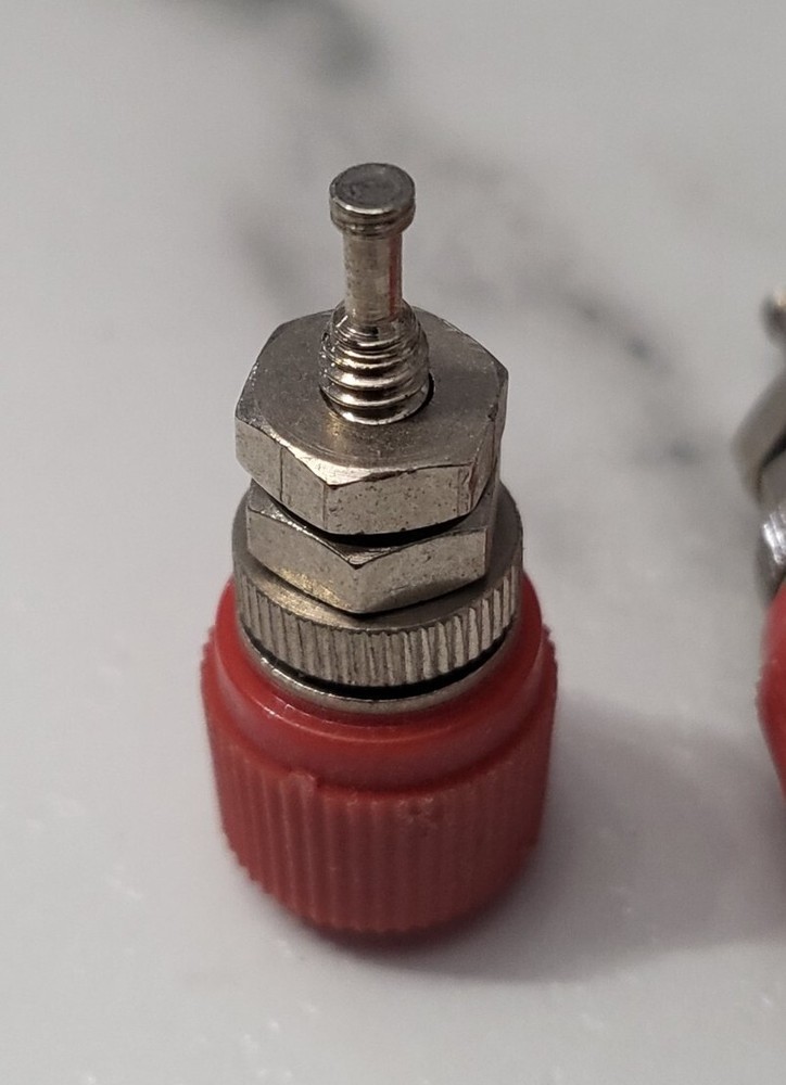 4 Vintage RED Speaker Terminals Banana Jacks Binding Posts