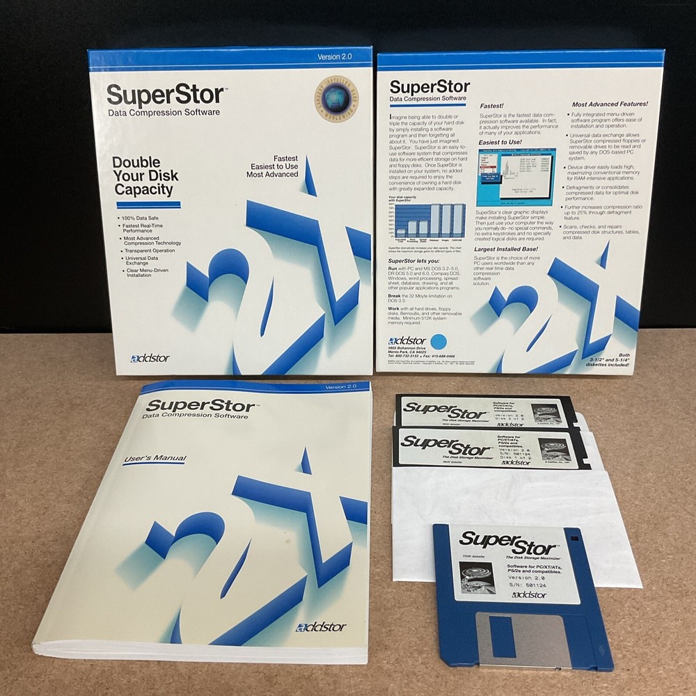 SuperStor Data Compression Software Big Box PC 1991 Addstor