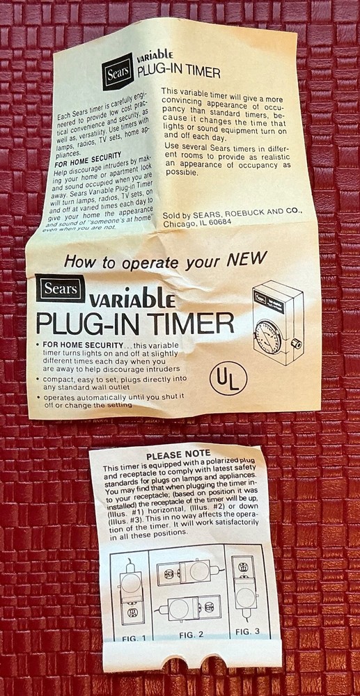 Sears Variable Plug-In Timer #34 6640 Lamp Lights Appliance Timer Vintage NOS
