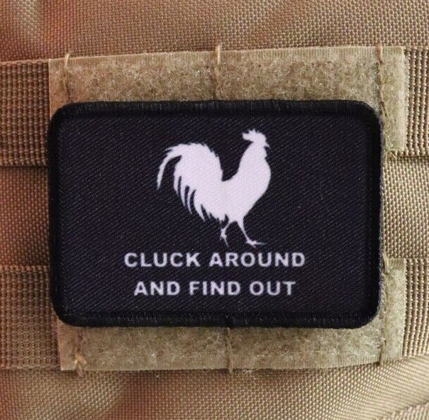 Cluck around and find out funny meme 2"x3" hook & loop tactical morale patch